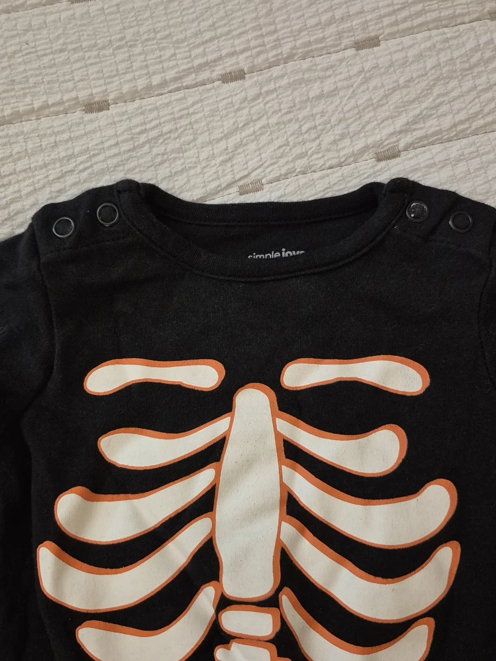 2 For 1 Skeleton Print Baby One-Piece with Cream & Orange